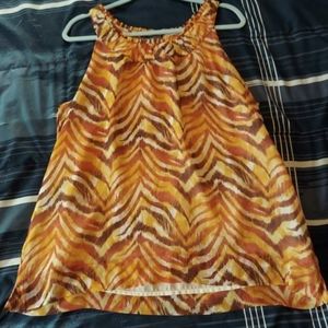 Tiger striped mesh halter top